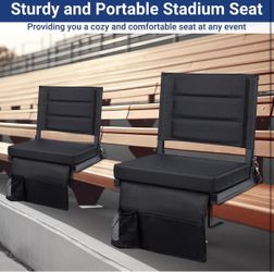 🎁🎁🎁 Padded Bleacher Seat with Back Support – Portable Stadium Chair