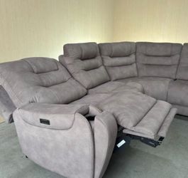 Barcalounger Carmelo Fabric Power Reclining Sectional with Power Headrests