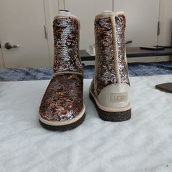 Uggs Pure Brown And Silver Sequins Size 6