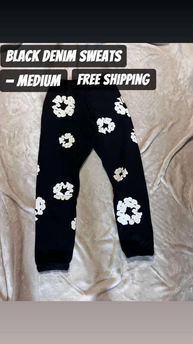 Black Denim Tear Sweatpants