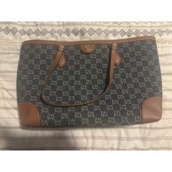 Denim And Real Leather Tote 