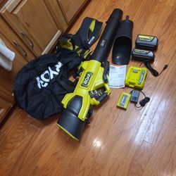 Ryobi 40V 'HP' Blower/Vacuum/Mulcher Kit, Batteries, Chargers