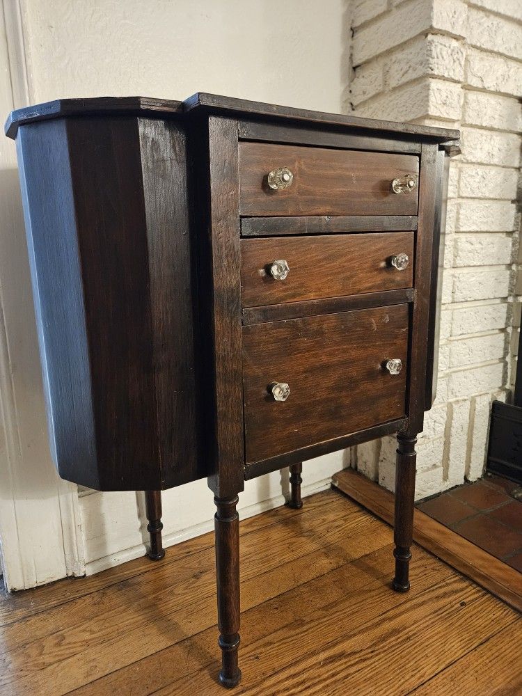 Antique Martha Washington Style Solid Wood Mahogany Sewing Cabinet