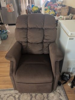 Brown Fabric Power Lift Recliner Chair