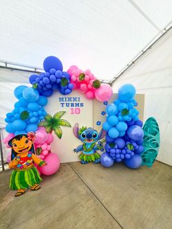 Stitch Balloon And Backdrop Arrangement 