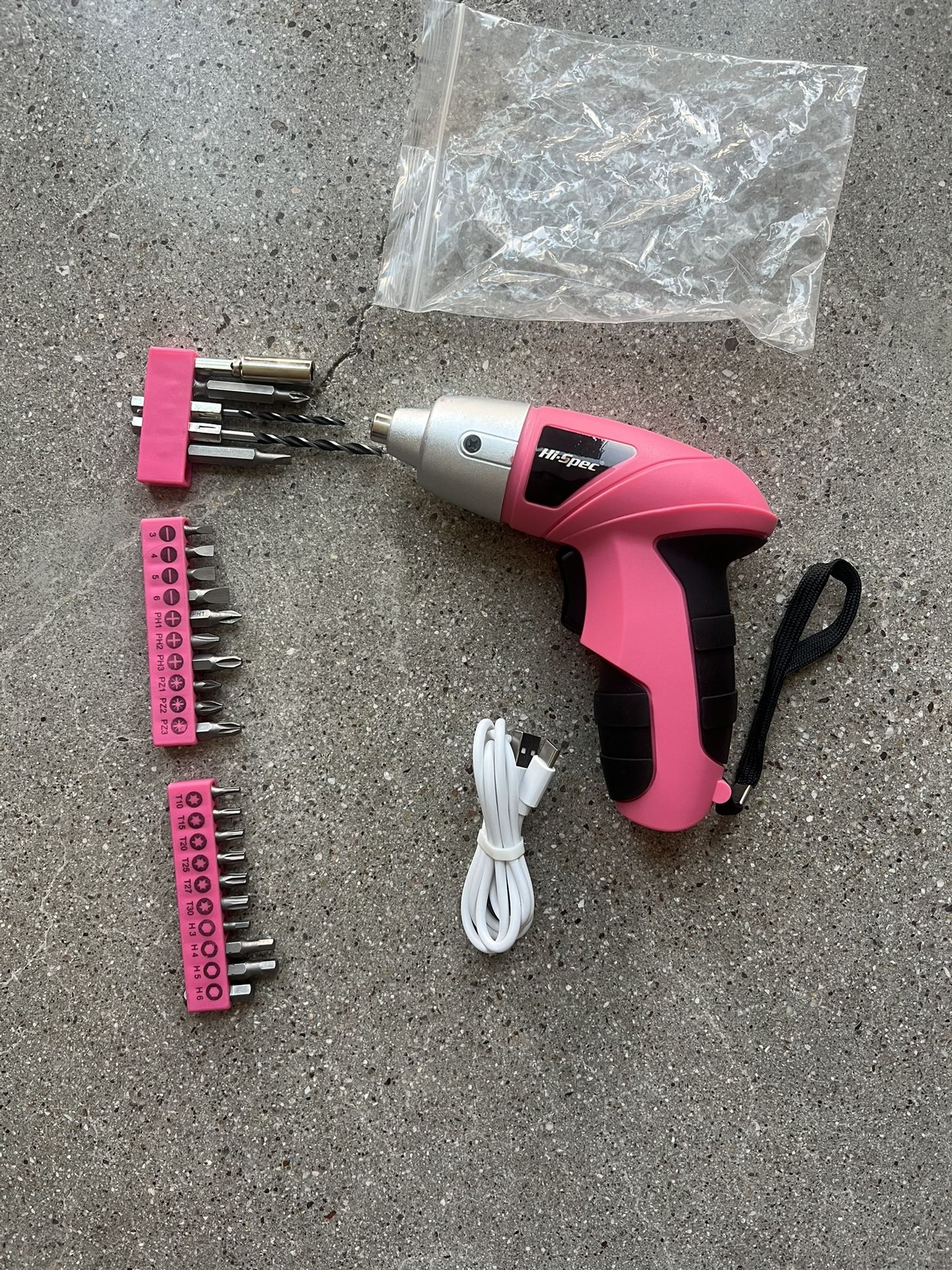 Hi-Spec Electric Screwdriver 27pc 3.6V Pink USB Small Power Screwdriver Set. Cordless & Rechargeable