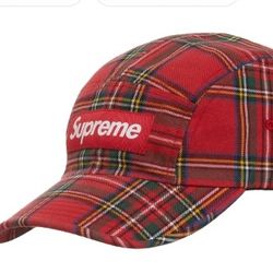 Supreme " Washed Chino Twill " Camp Cap Red Tartan 