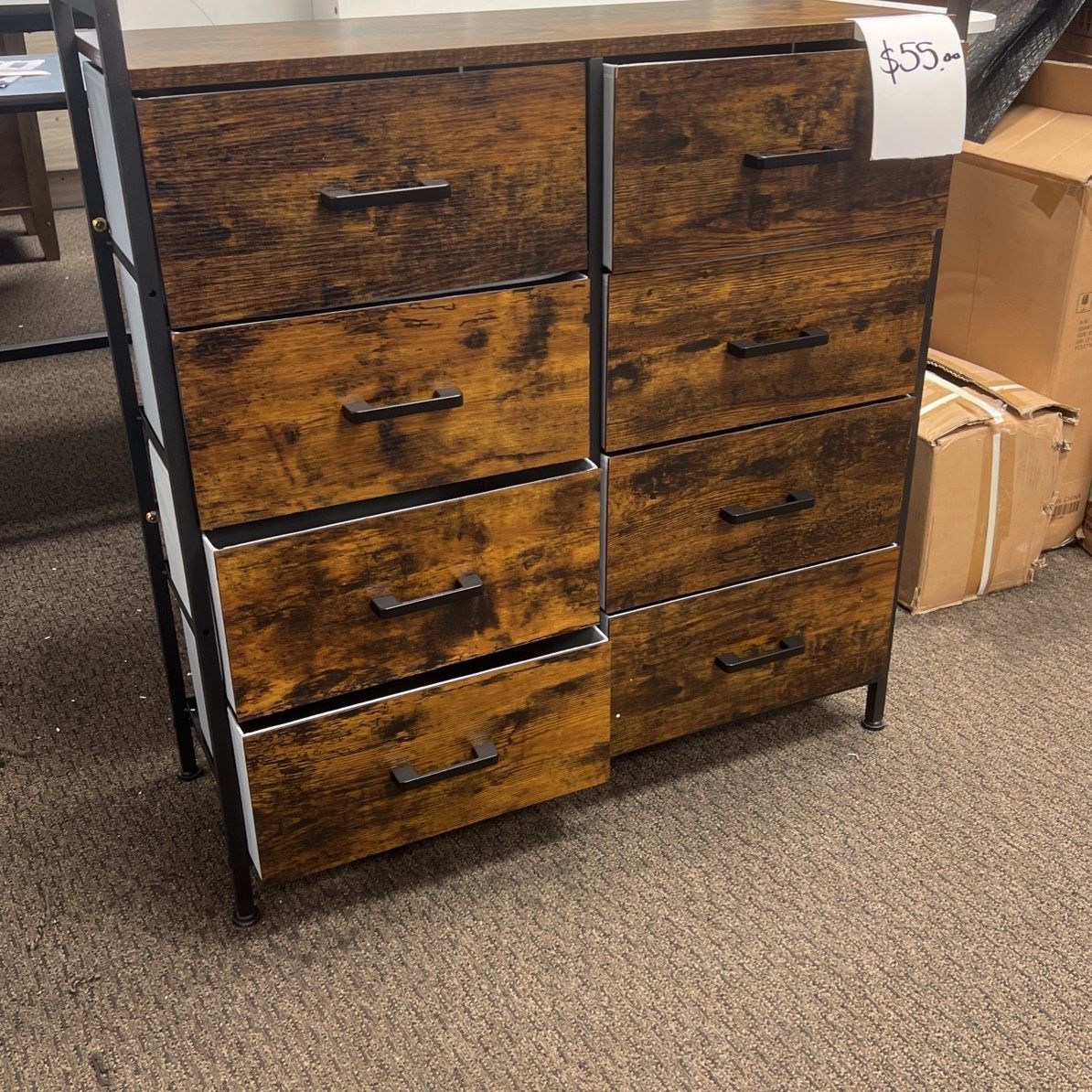 Drawer Dresser, Closet Storage Dresser, Chest of Drawers, 8 Fabric Drawers and Metal Frame