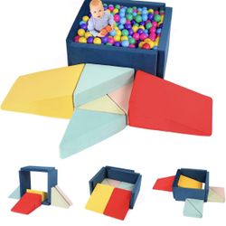 JOYMOR 8-Piece Fabric Soft Foam Climbing Blocks with Ball Pit (Balls sold separately) for Toddlers (26''x26''x16'') - New in Box