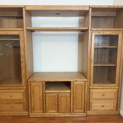 Real Wood(Oak) Entertainment Center with Storage