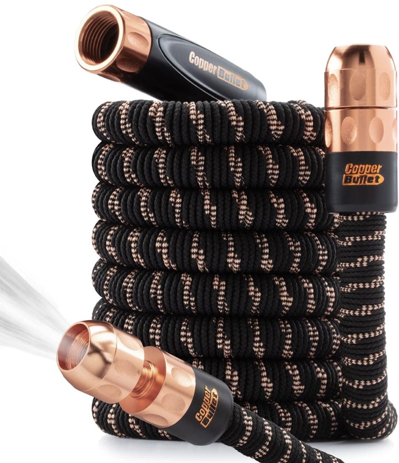 Pocket Hose Copper Bullet AS SEEN ON TV Expands to 50 ft REMOVABLE Turbo Shot Multi-Pattern Nozzle 650psi 3/4 in Solid Copper Anodized Aluminum F