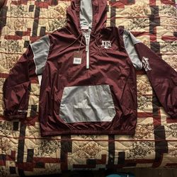 Mitchell & Ness Burgundy Silver Texas A&M Windbreaker Hooded Pullover Quarter Zip 