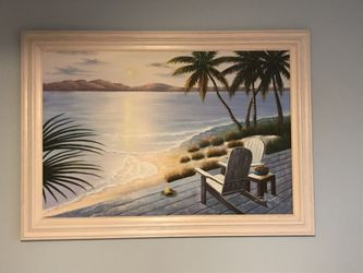 Adirondack chairs at the beach Painting