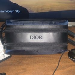 DIOR Men's Toiletry Bag TRAVEL CASE Double Zipper NAVY BLUE
