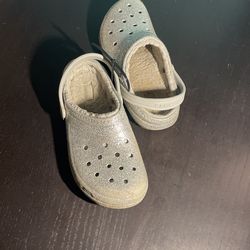 Silver Glitter Crocs W Fur