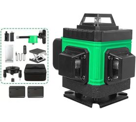 Laser Level Self Leveling 16 Lines 4D Green 360° Self Leveling Rotary Cross Line Measure for Construction and Picture Hanging, Rechargeable Battery, R
