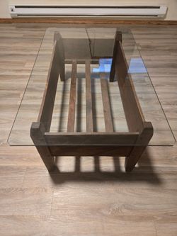 Glass Top Wooden Table