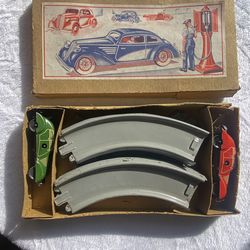 Vintage toy car and track set