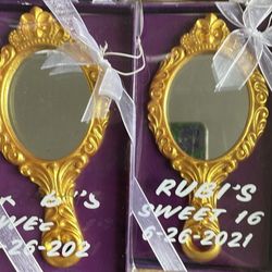 Gold hand mirror party favors