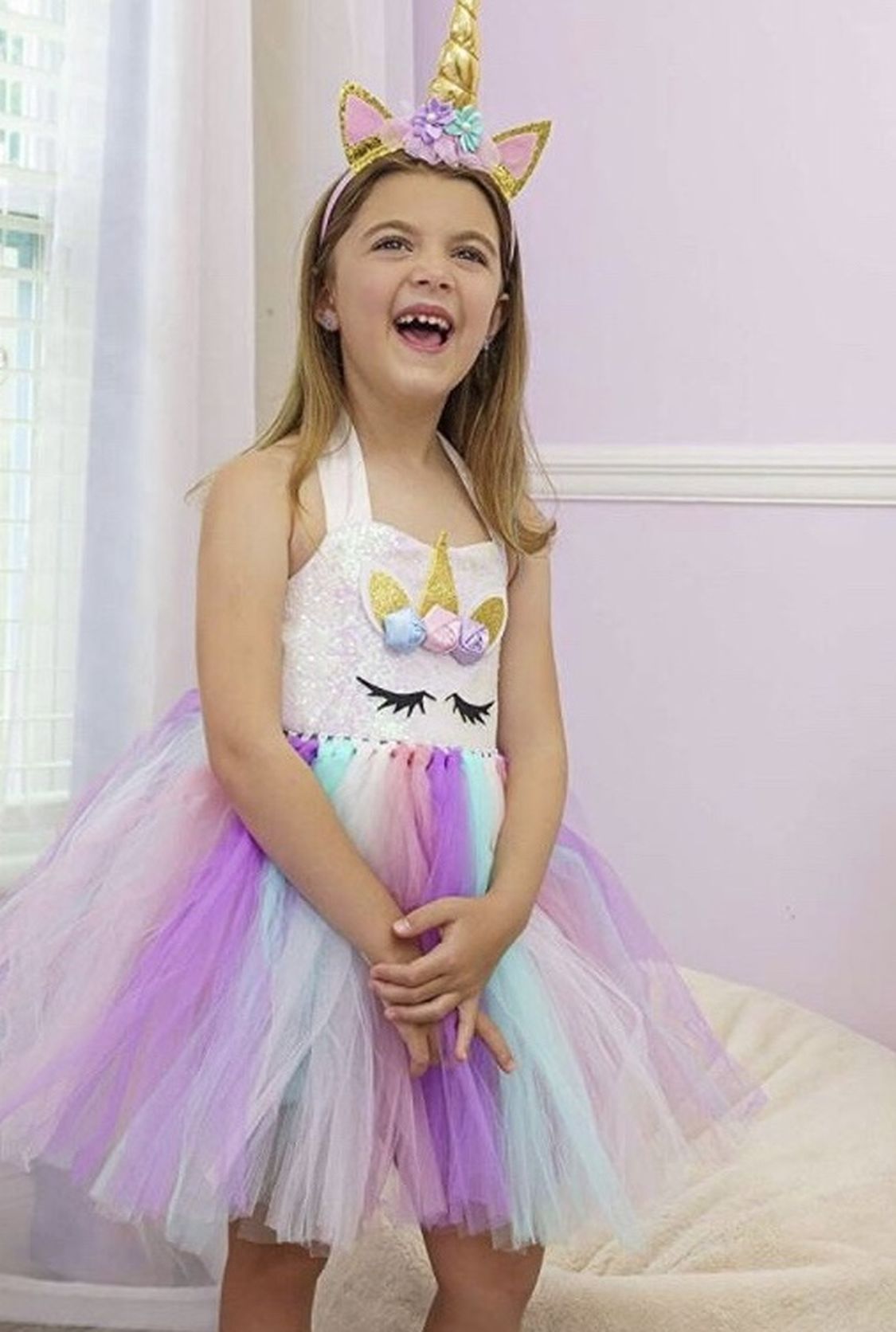 Medium Unicorn Costume for Girls Dress Up Clothes for Little Girls Rainbow Unicorn Tutu with Headband Birthday Gift