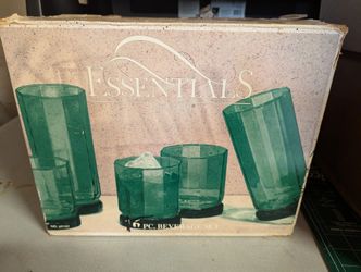 Anchor Hocking Essex Light Green 4 EA lced Tea Tumblers Glasses