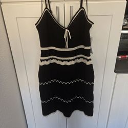 NWT Steve Madden Black & White Sleevelesss Knit Mini  Dress Size XL 