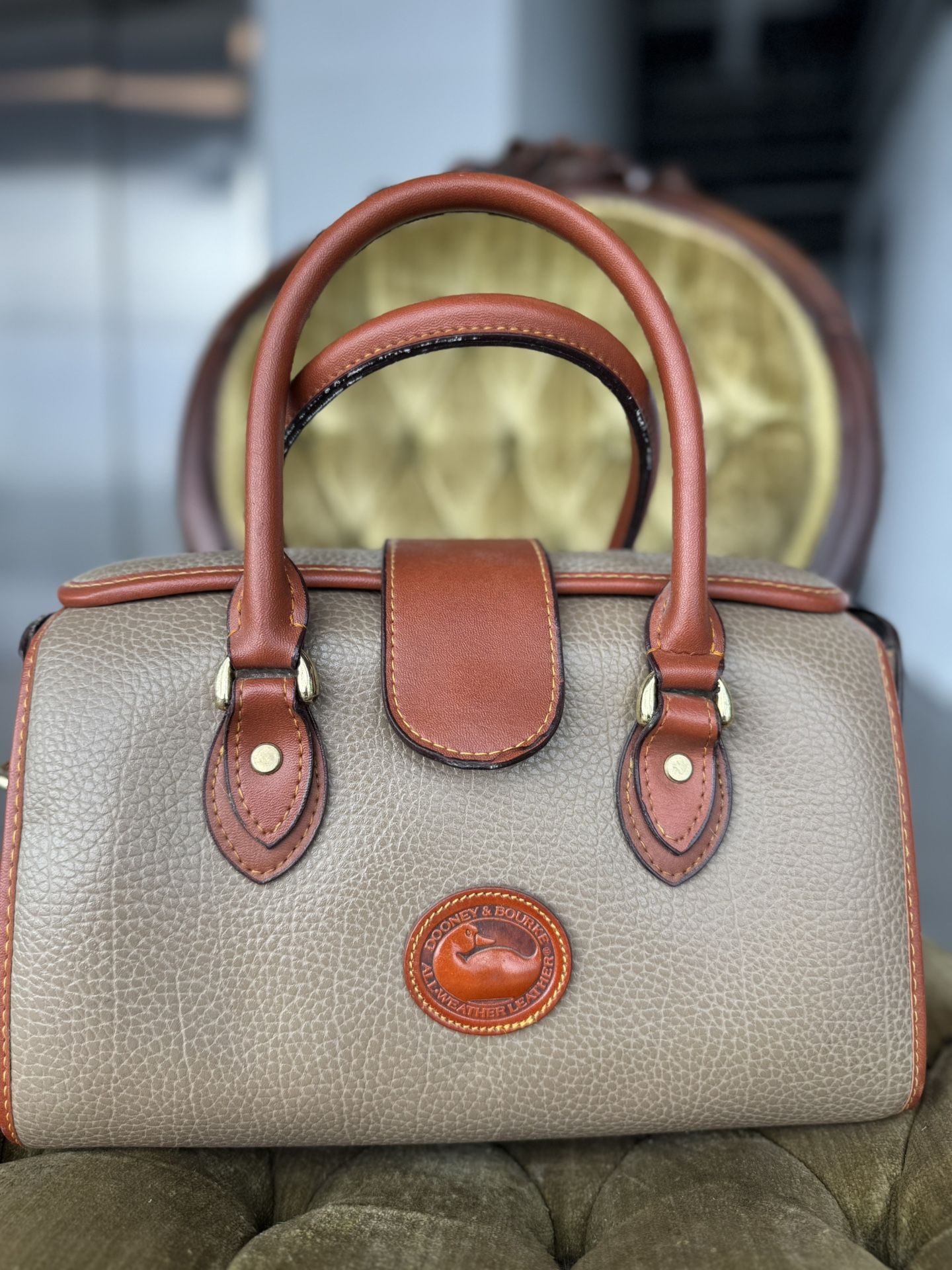 Vintage Dooney & Bourke All Weather Leather Satchel Handbag Top Handle Purse USA