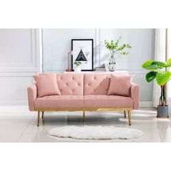 
New Modern MCM Green Velvet Futon Sleeper Sofa