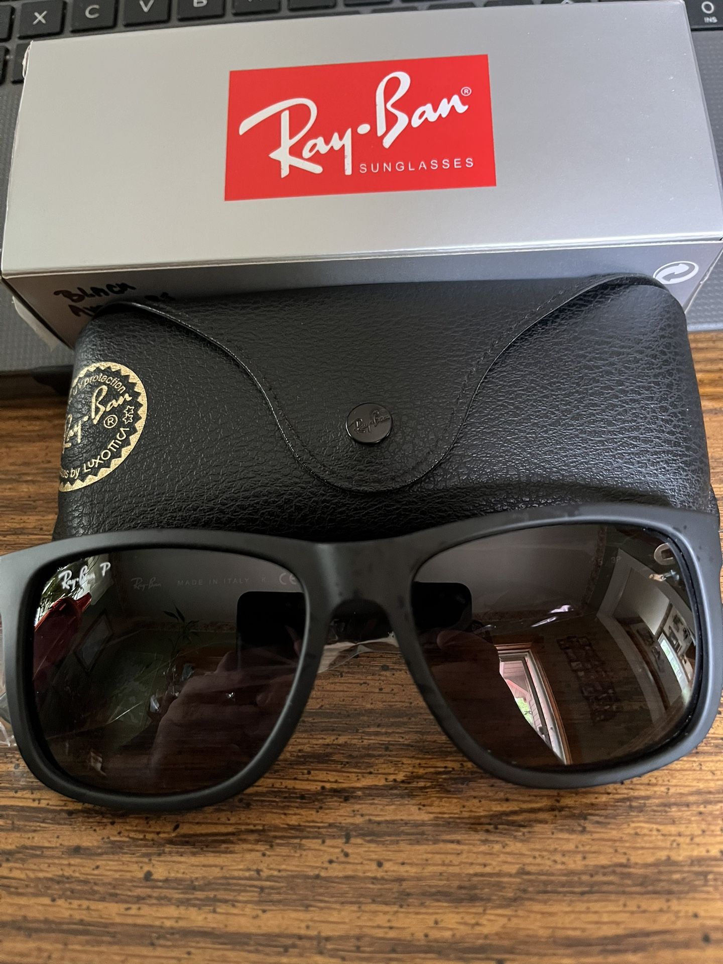 Ray Ban Justin’s Black Frame w/ Polarized Light Grey Gradient Lenses