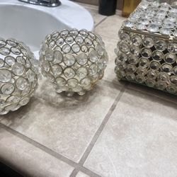 Bling Jewelry Box With Matching Candle Holders 