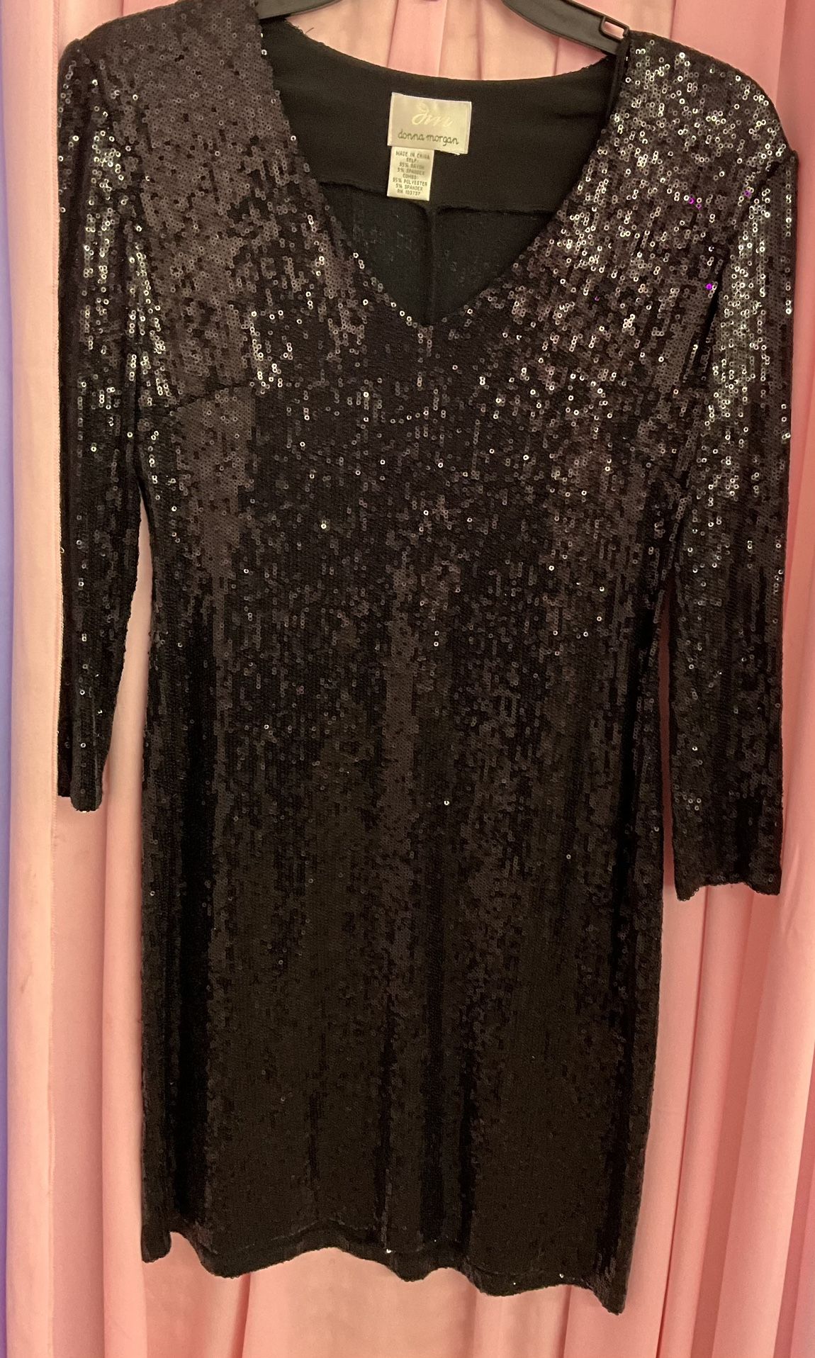 Gorgeous Black Sequin Donna Morgan Short Dress 