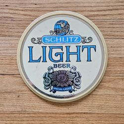 Vintage 1976 Schlitz Light Beer Hard Plastic Button Wall Advertising Sign (11")