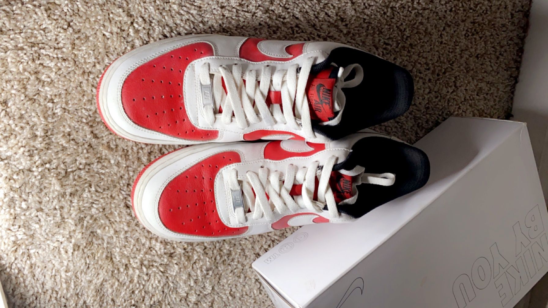 Nike Air Force 1 (White And Red) Size 10