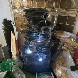 Peaceful Desktop Waterfall Fountain with Soothing LED Lights and Natural Water Sounds – Perfect for Home, Office, or Holiday Decor! - NEW