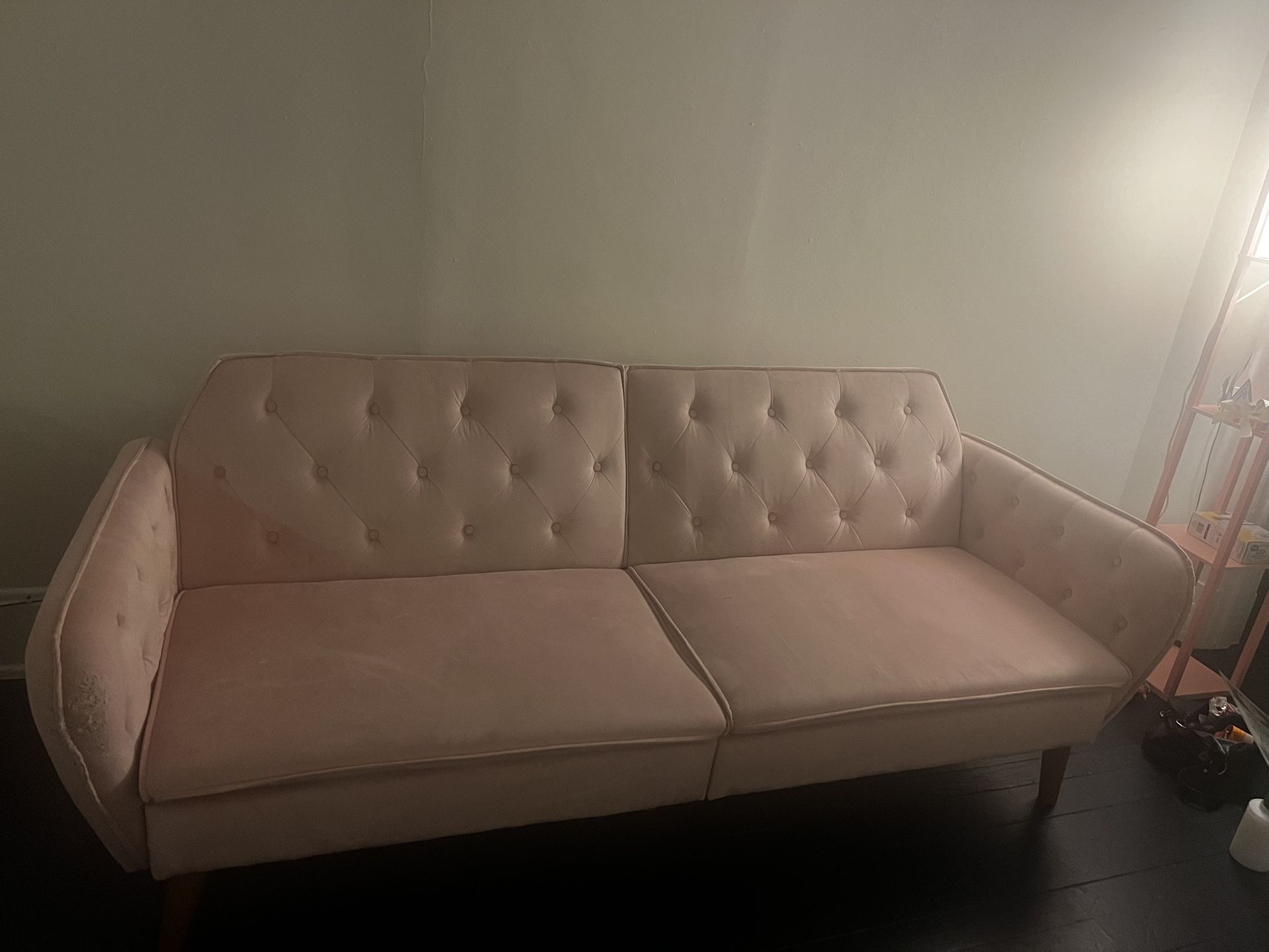 FREE Pink Velvet Convertible Futon Couch