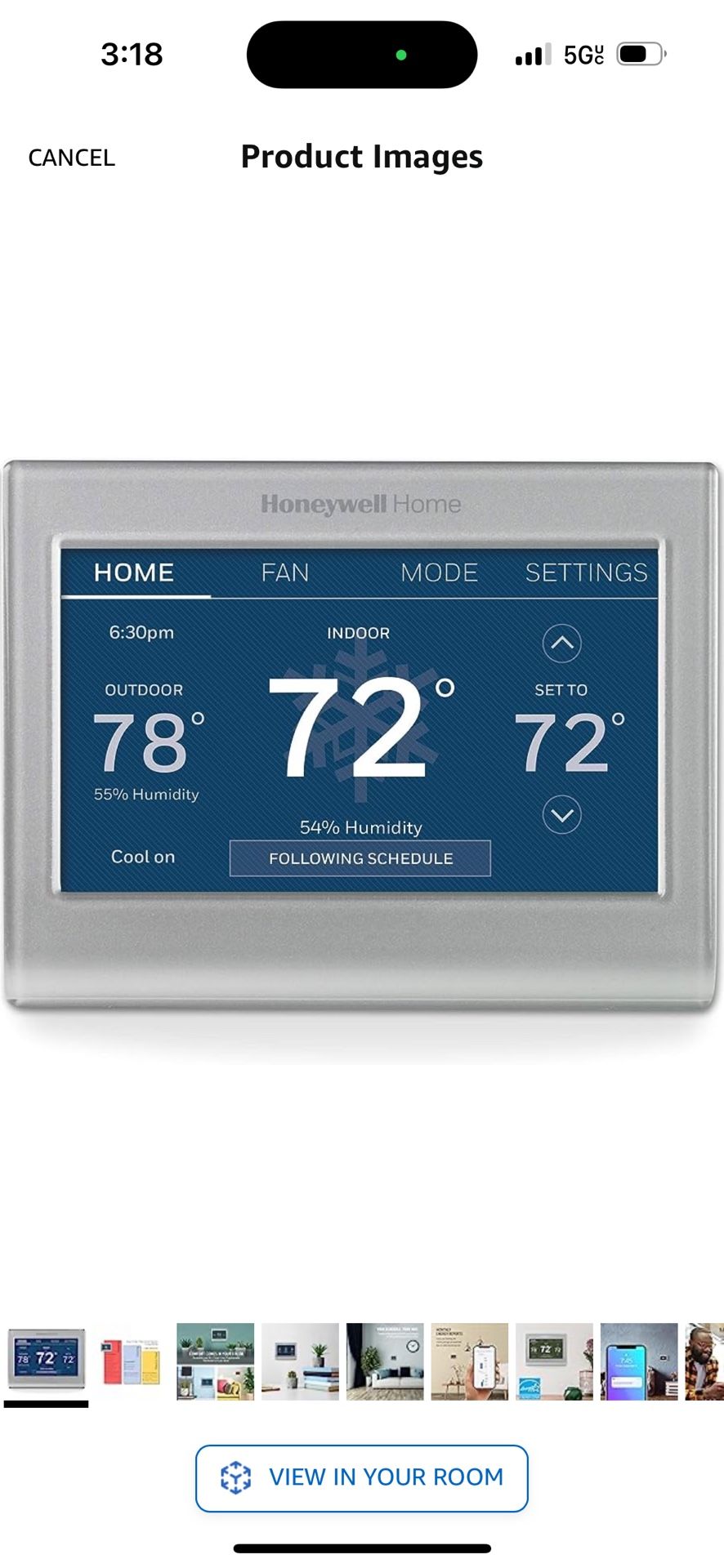 Honeywell Home RTH9585WF Wi Fi Smart Color Thermostat, 7 Day Programmable, Touch Screen, Energy Star, Alexa Ready, C Wire Required