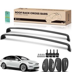 YHTAUTO 165 LBS Roof Rack Cross Bars w/Hardware Fit for Tesla Model Y 2020-2023, T6063 Aluminum CrossBars Anti-Rust with Black Matte Surface for Snowb