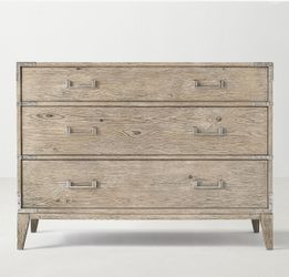 RH CAYDEN CAMPAIGN 3 DRAWER DRESSER  WAXED GRAY OAK for Sale in Playa Del  Rey, CA - OfferUp