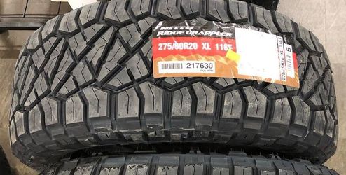275 60 20 NITTO RIDGE GRAPPLERS BRAND NEW TIRE TIRES $290 EACH OR $1160 FOR A SET OF 4 WHILE SUPPLIES LAST FINANCING AVAILABLE DELIVERY AVAILABLE