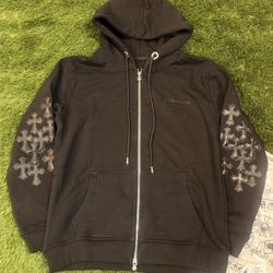 Chrome Hearts Zip Up Hoodie - Size Medium - Black Monochrome 