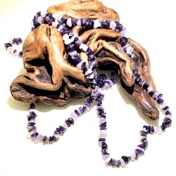 Long 58-inch Strand Of Amethyst Nuggets