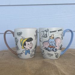 RARE DISNEY CLASSICS Pinocchio & Dumbo Authentic Ceramic Mug Set