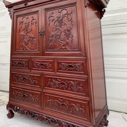 Antique. Beautiful Handcrafted Wood Armoire