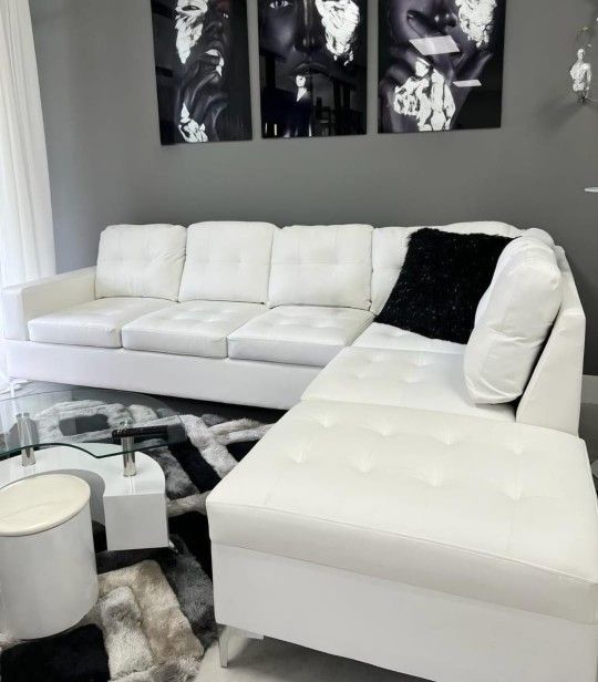 White Sofa Leather White Sectional New Storage And Cup Holders
