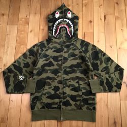 Bape 1st Camo Shark Full Zip Hoodie – Green –Medium 