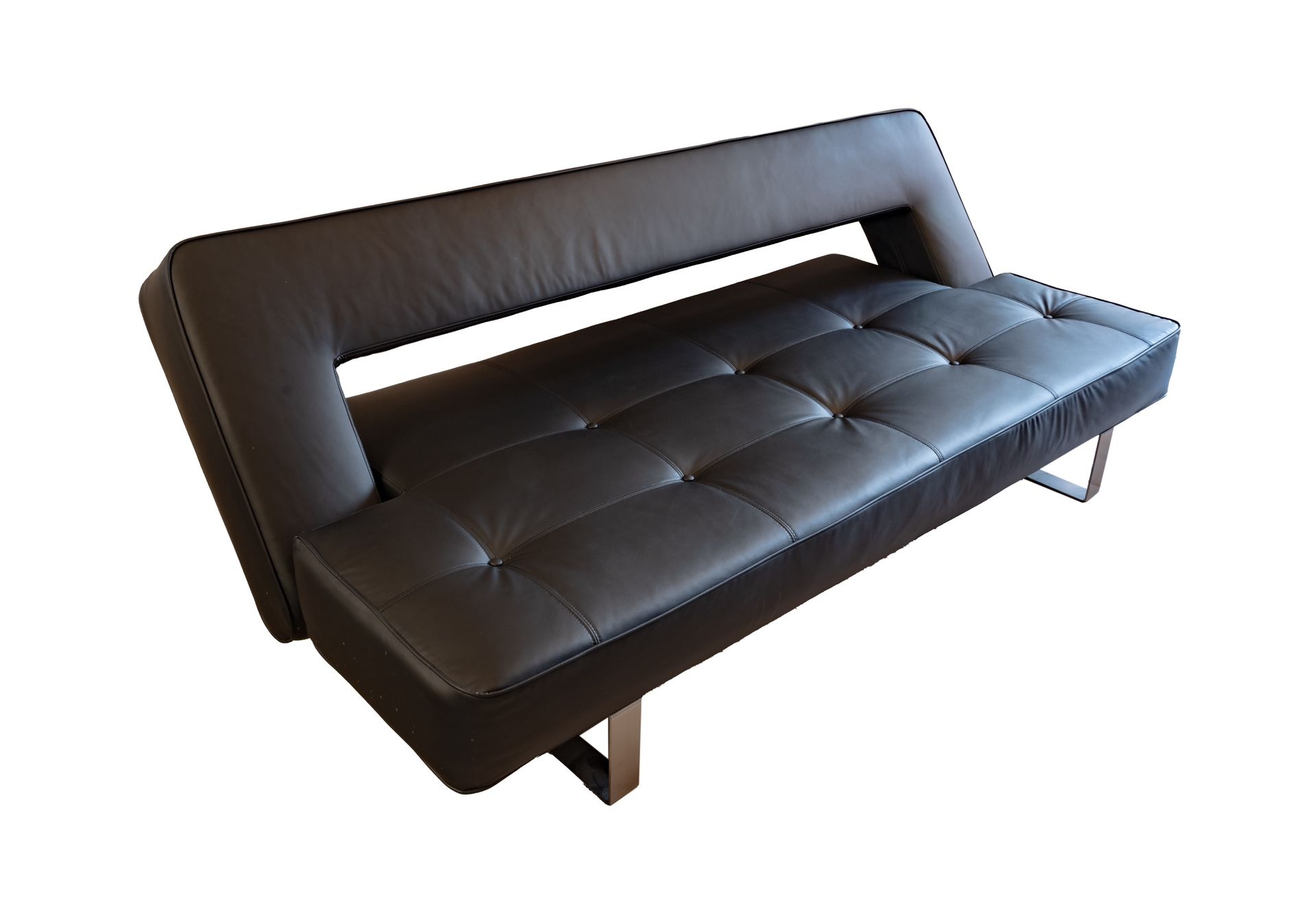 Amazing $2,500 European Lightweight Italian Leather Adjustable Back Sofa Bed 78" x 43" Copenhagen
