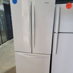 Whirlpool 30in French Door Refrigerator In White Working Perfectly 4-months Warranty 