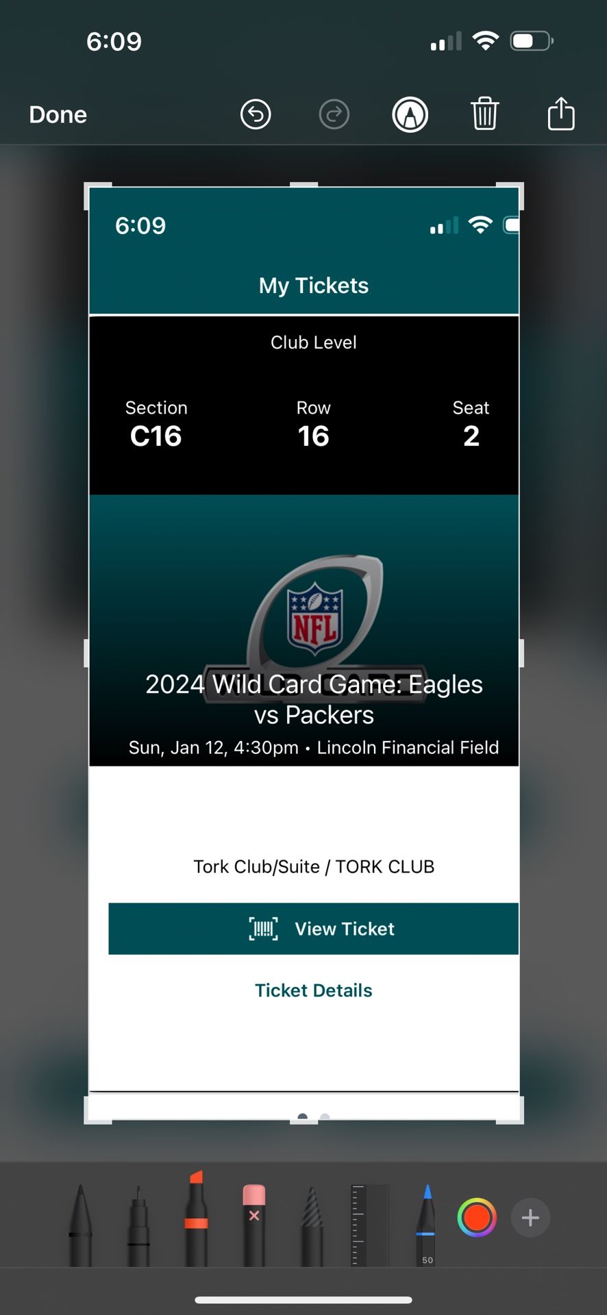 Eagles Tix. Wildcard Game Club Level C16