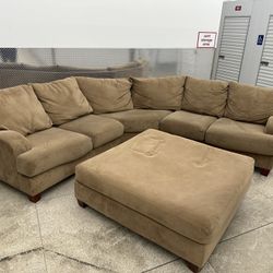 (FREE DELIVERY) Brown Sectional W Ottoman 