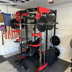 Smith Machine 200 | Adjustable Bench | 245lb Cast Iron Olympic Weights | 7ft Olympic Bar | Fitness | Gym Equipment | FREE DELIVERY/INSTALLATION 🚚 🛠️